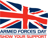 This image shows the Union Jack and the wording Armed forces day, show your respect
