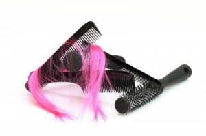 hair styling products,hairbrush,comb,pink fake hair extentsion.