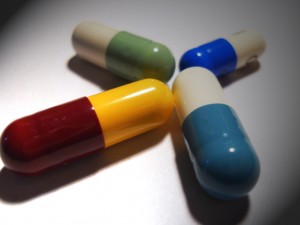 different coloured medications