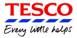Tesco Logo and the words "every little helps"