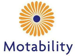 this picture shows the motability logo of a yellow flower witha blue centre