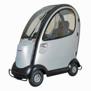 this image show the Travesco shop rider fully enclosed mobility scooter