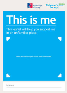 this image shows the this is me leaflet from the Alzheimers disease society