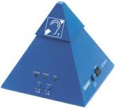 this image shows the blue better life pyramid hearing loop device.