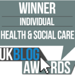 this image shows that I won the Health and Social care category at the the Uk Blog awards 2016