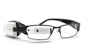 this image shows smart eye glasses. Wearable tech to help people with sight loss.