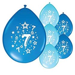 This image shows balloons with the number 7 on them