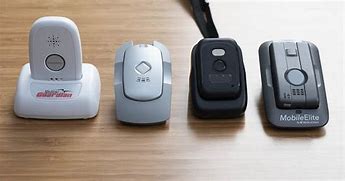 this image shows a selection of medical alert systems. They are wearable devices to press when help is needed
