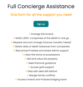 This image lists the full concierge service offered by Settld. The wording is in bold text and there is a green "sign up' button