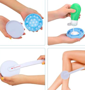 Applying cream to your back was impossible until this clever device was designed. It comprises of a long handle and a round lotion holder with multiple rollers. It works on the principle of a roll-on deodorant. The balls rotate to distribute the lotion and the long reach handle means you can reach most of your back independantly.