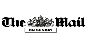 Work with me. This is the logo for the Mail on Sunday newspaper. It has a white background and the words Mail and Sunday either side of the Royal crescent. The lettering is in a classical font. Underneath in a smaller rectangle are the words "on Sunday" in black capitals.