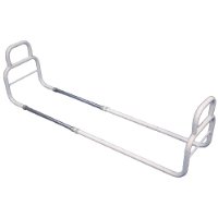 a tubular metal frame that fits under the mattress on a bed. It gives an elderly person something to pull on to get up.