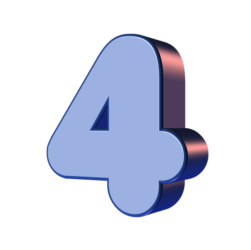 This image shows the number 4 in blue