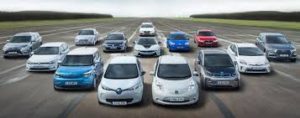 This image shows a selection of electric cars.