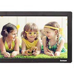 this image shows a digital display frame and the photo shown is of 3 young girls laying on their fronts chatting