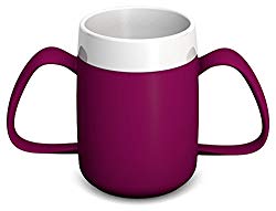this image shows a two handled mug in a blackberry colour