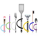 this image shows a variety of items ranging from cooking utensils to a razor with bright silicone hand grips on them to make life easier