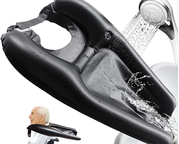this image shows an inflatable basin to aid hair washing in a bed or wheelchair