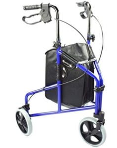 This image shows a three wheeled rollator
