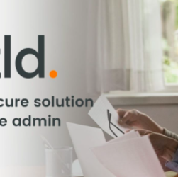 This image shows the word Settld in bold. It shows an elderly couple sat side by side holding paperwork. The caption reads " A Simple, secure solution to end-of-life-admin".